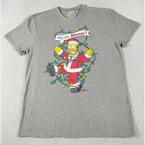 Briefly‎ Stated The Simpsons Shirt Mens XL Gray Ho Ho Homer Christmas Graphic